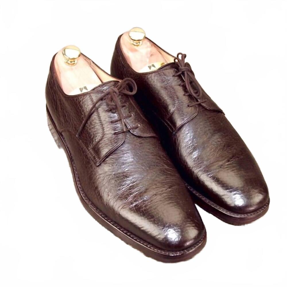 NEW GRAVATI men's pecarry leather shoes in dark brown